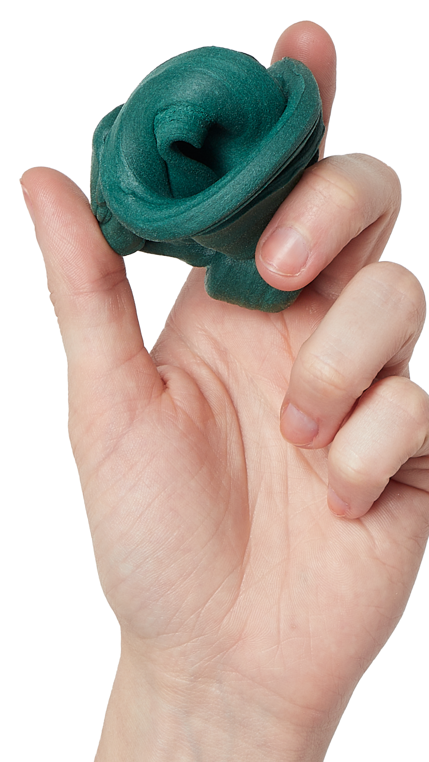 A tactile sensory tool held in a hand